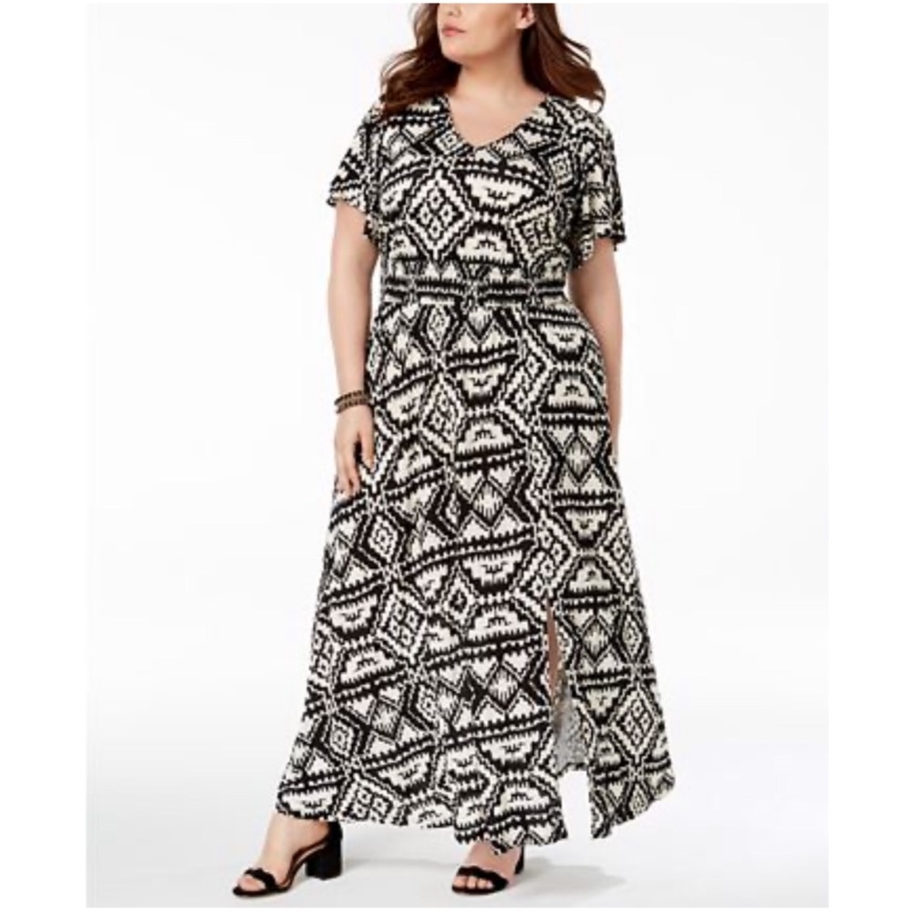 INC Black & Cream Maxi Dress Size Small